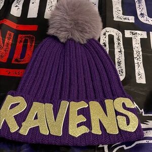 Athleta Purple Knit Hat with Gold RAVENS Lettering